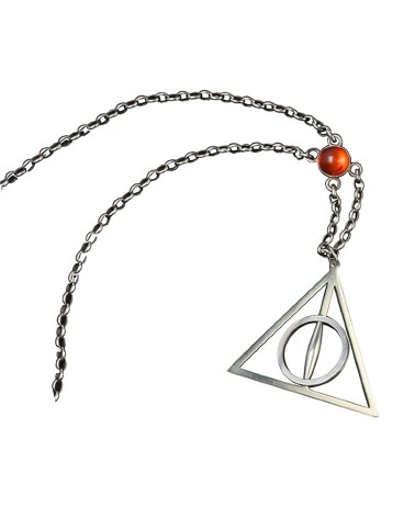 Harry Potter - Pendentif et collier plaqués argent Deathly Hallows :  : Mode